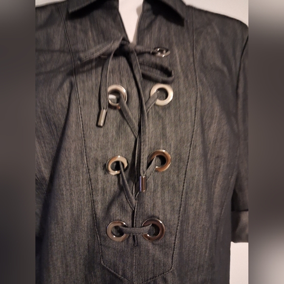 Lafayette 148 Darkwash Denim Midi Dress - Picture 5 of 14